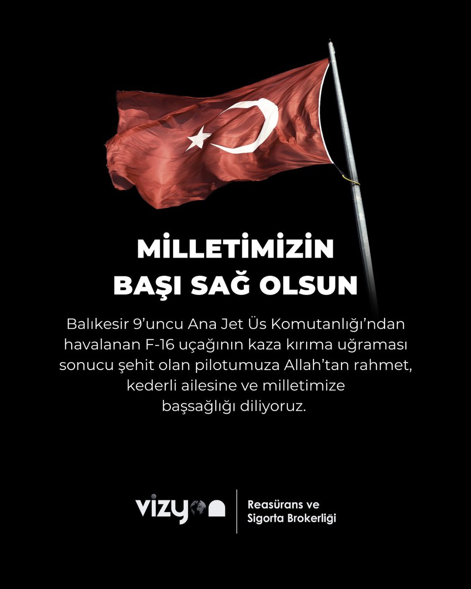 Milletimizin Başı Sağ Olsun 🇹🇷

Balıkesir 9’uncu Ana Jet Üs Komutanlığı’ndan havalanan F-16 uçağının kaza kırıma uğraması sonucu şehit olan pilotumuza Allah’tan rahmet, kederli ailesine ve milletimize başsağlığı diliyoruz.