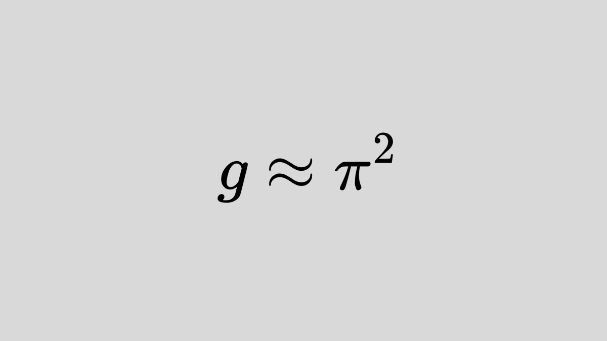 π² is approximately equal to Earth’s gravitational acceleration, 9.807 m/s².