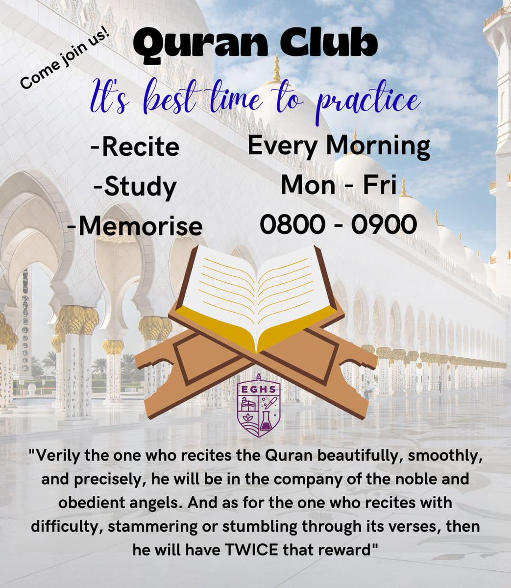 EdenfieldGirls's tweet photo. QURAN CLUB EdenfieldGirls, Ramadhaan 1447

Ramadhaan is the month of the Qur’aan. The month where hearts soften, sins are forgiven, and our connection with the كلام of Allaah is renewed.

#RamadhaanQuranClub #LoveForTheQuran https://t.co/icDh1QrYGG
