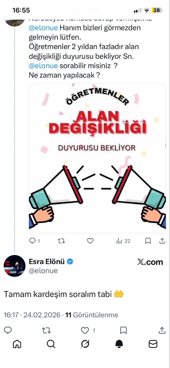 yaz_hasret62708's tweet photo. @elonue Öğretmenler alan değişikliği bekliyor https://t.co/ldbbSa0V8j