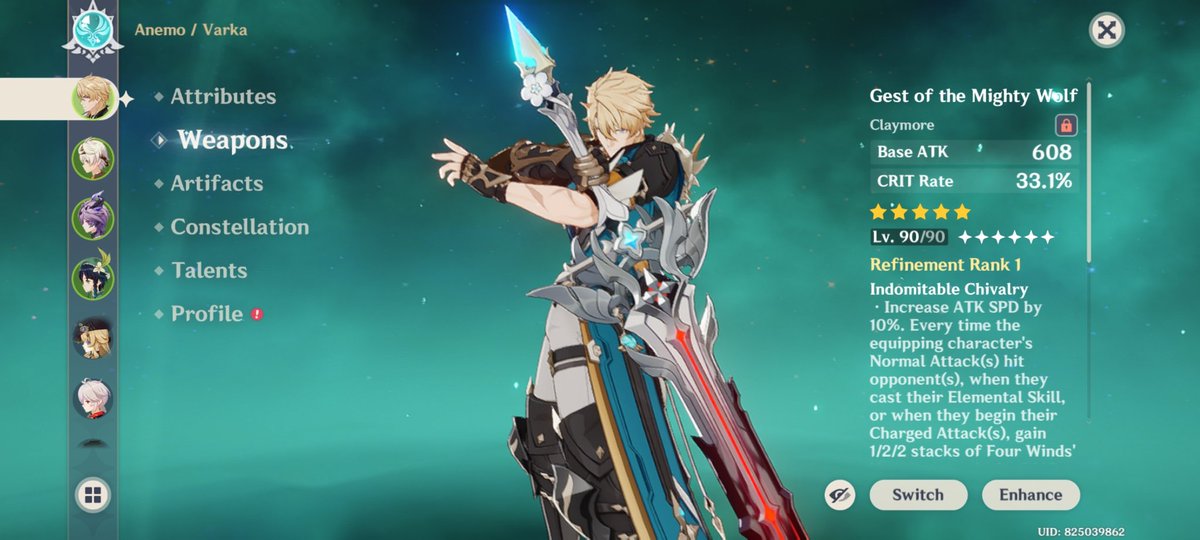 _PandaBoiii's tweet photo. Nakuha ko na rin skin ng weapon niya HAHAHAHAHA

#GenshinImpact 
#Varka https://t.co/PRAgmoBNTe