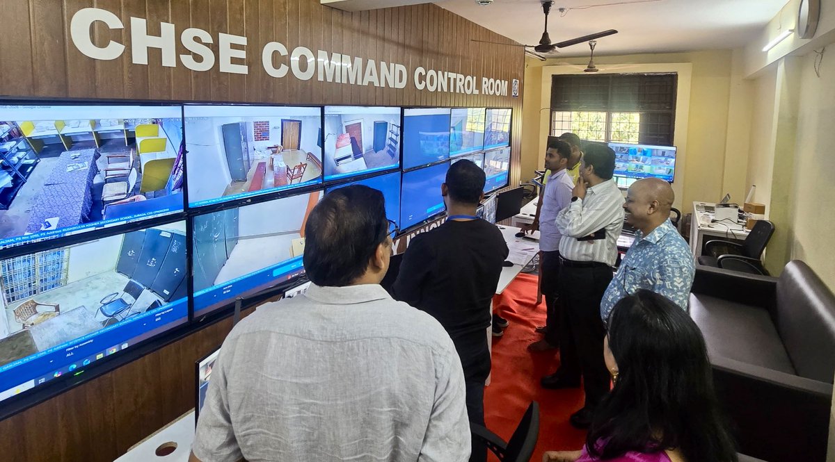 SMEOdisha's tweet photo. Dr. N. Thirumala Naik, Commissioner-cum-Secretary, visited the Command and Control Centre at the Council of Higher Secondary Education to observe the live feed from various examination centres conducting the ongoing Class XII Annual Higher Secondary Examination. He also reviewed the digitalisation process of e-evaluation of examination papers, emphasizing transparency, efficiency, and timely publication of results.

During the visit, he further inspected the examination centre at Utkal Sangeet Mahavidyalaya, Unit-IV, Bhubaneswar, to oversee the smooth and fair conduct of the Class XII examinations.