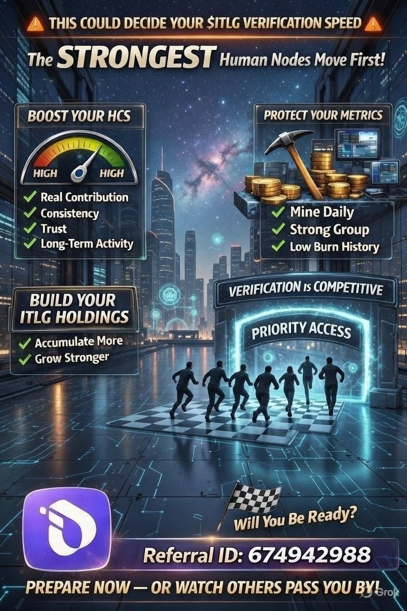 kameswarar369's tweet photo. Your $ITLG verification speed won’t be random it will reward strength.
Boost your HCS, stay consistent, protect your mining metricsand keep building your holdings. Every streak you maintain improves your priority. When verification opens, will you lead?
#ITLG #intertlink #ITL https://t.co/2Ak2gtXpog