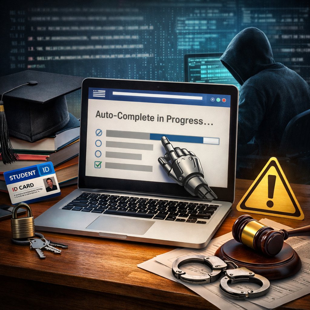 DrLancaster's tweet image. Another risk to #academicintegrity comes through a new AI tool called Einstein. This tool openly markets itself as a way for students to cheat through online courses.  This is #contractcheating automation at scale, and it raises serious questions about platform security in online