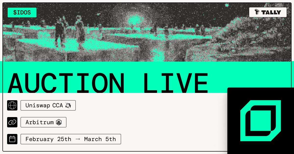 Status: LIVE 🟢

The <a href="/idOS_network/">idOS</a> Token Sale Phase 1 has begun!

• Phase 1: Feb 25 - 27 (Whale Round - 1 ETH min, 25% discount, 6 month vest)

• Phase 2: Feb 27 - Mar 5 (Open Round - no min, no vest)

• Mechanism: @uniswap CCA

• Chain: <a href="/arbitrum/">Arbitrum</a> One

Participate here 👉🏻