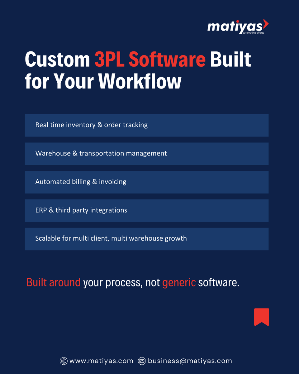 MatiyaSolutions's tweet photo. Disconnected systems reduce 3PL margins.
ERP-powered 3PL software brings inventory, warehousing, transport, and billing into one platform.
Matiyas Solutions
https://t.co/iwyqhLdgYX
#MatiyasSolutions #3PLSoftware #ERPSoftware
#ERP #3PL #3PLSoftware https://t.co/tVkbFaAOwA