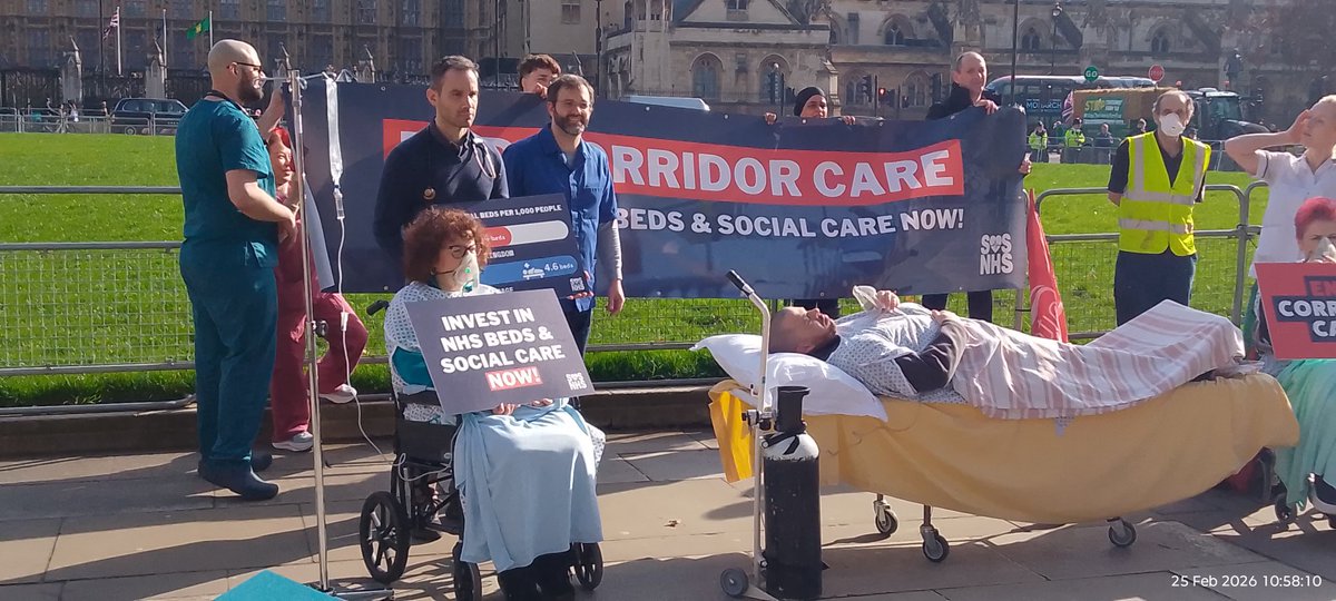 <a href="/keepnhspublic/">Keep Our NHS Public</a> <a href="/SocialistHealth/">Socialist Health Association</a> <a href="/unitetheunion/">Unite the union: join a union</a> <a href="/Unison/">Unison</a> and others lobbying parliament today to end #corridorcare