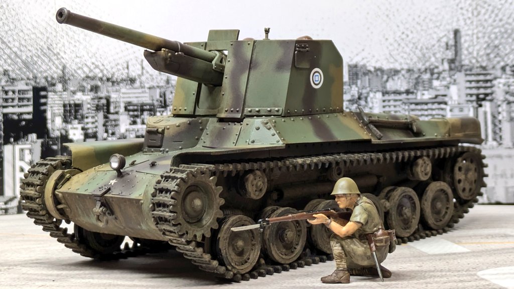 展示会に向けて製作中 タミヤ1/35 日本陸軍一式砲戦車完成!! 組立ては