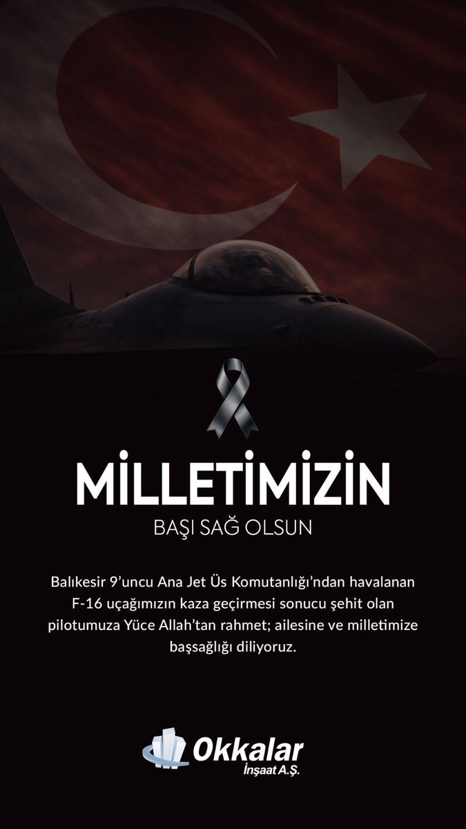 🇹🇷
Dün şehit olan kahraman pilotumuza Allah’tan rahmet; ailesine ve aziz milletimize sabır diliyorum.
Vatan semalarında nöbet tutarken can veren tüm şehitlerimizin emanetine sahip çıkmaya devam edeceğiz.

Ruhu şad, makamı âli olsun.
#ŞehidimizVar #MilletimizinBaşıSağOlsun 🇹🇷