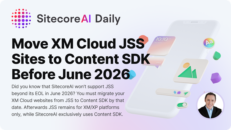 SitecoreMartin's tweet photo. @Sitecore set a formal SDK lifecycle for #XMCloud.

#ContentSDK is the official path for #SitecoreAI and #XM #Cloud, signaling a move away from JSS for SaaS. JSS 21.x already deprecated, 22.x maintenance EOL Jun 2026.

#JSS 23.x will support XM/XP, but not XM Cloud or SitecoreAI. https://t.co/PVu1PkFxTV