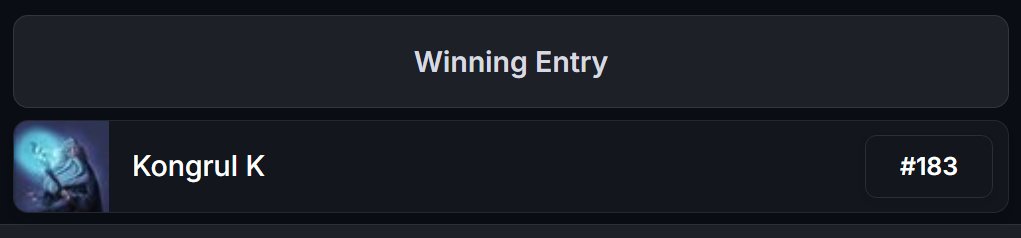 We have a winner! Congratulations to Kongrul! 🎉