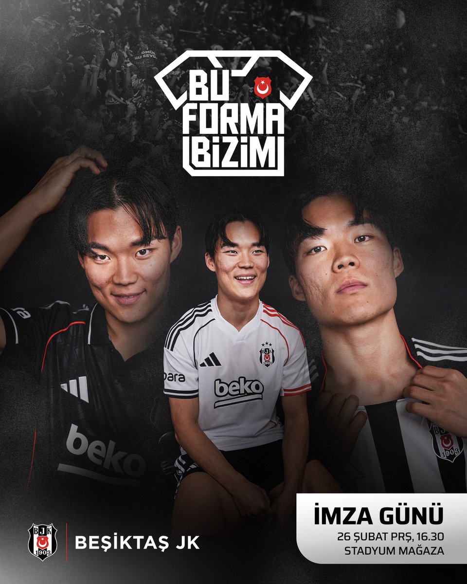 Futbolcumuz Hyeongyu Oh, taraftarımızla buluşuyor, şanlı formalarımızı imzalıyor. 

Yarın saat 16.30’da Tüpraş Stadyumu Kartal Yuvası Mağazası’nda buluşalım.

İmza Günü etkinliği kapsamında, 2025–2026 sezonu formalarımızı mağazamızdan satın alan taraftarlarımıza öncelik