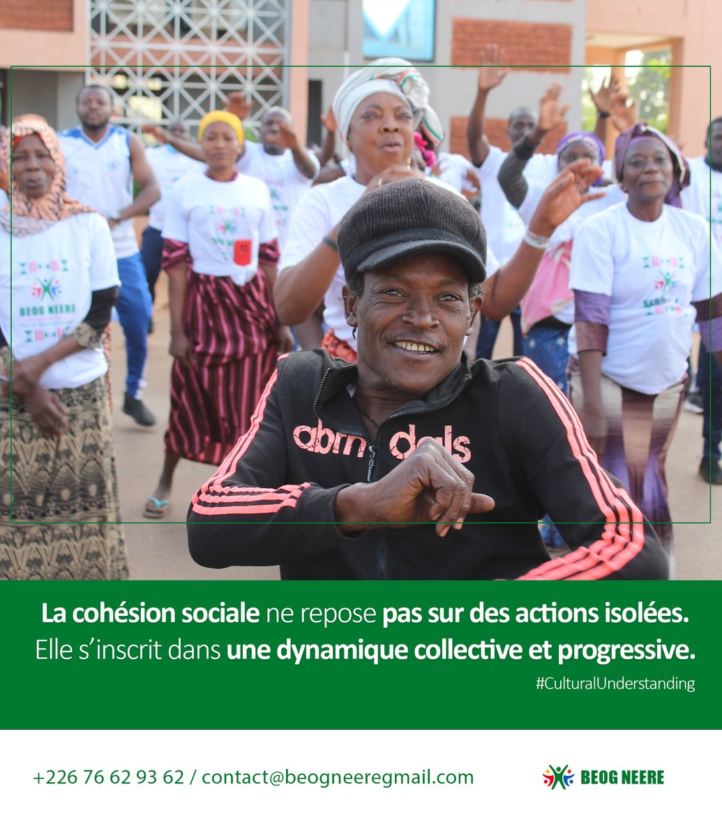 beogneere's tweet image. La cohésion sociale se construit dans la durée.
À travers le projet #CulturalUnderstanding, BEOG NEERE structure le dialogue, valorise les mécanismes culturels et renforce la participation locale.
Une approche responsable pour consolider les bases d’une gouvernance inclusive.