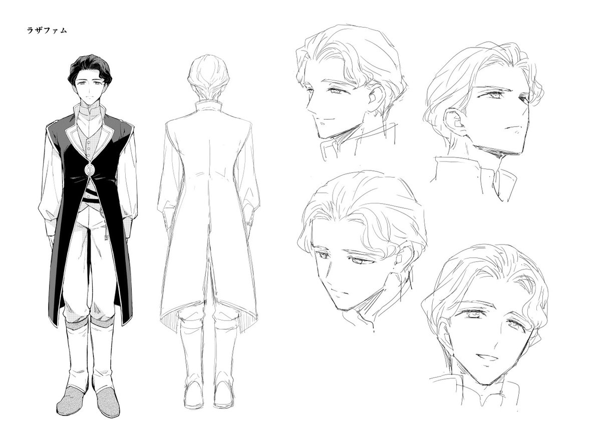 「本好きの下剋上 フェルディナンドの館にて」キャラデザ2
ユストクス、エックハルト、ラザファム。今の絵と結構違ってて恥ずかしさあります😂
ユストクスは漫画では三部コミカライズの髪の描き方を参考にさせて頂くようになりました。波野先生に感謝…!