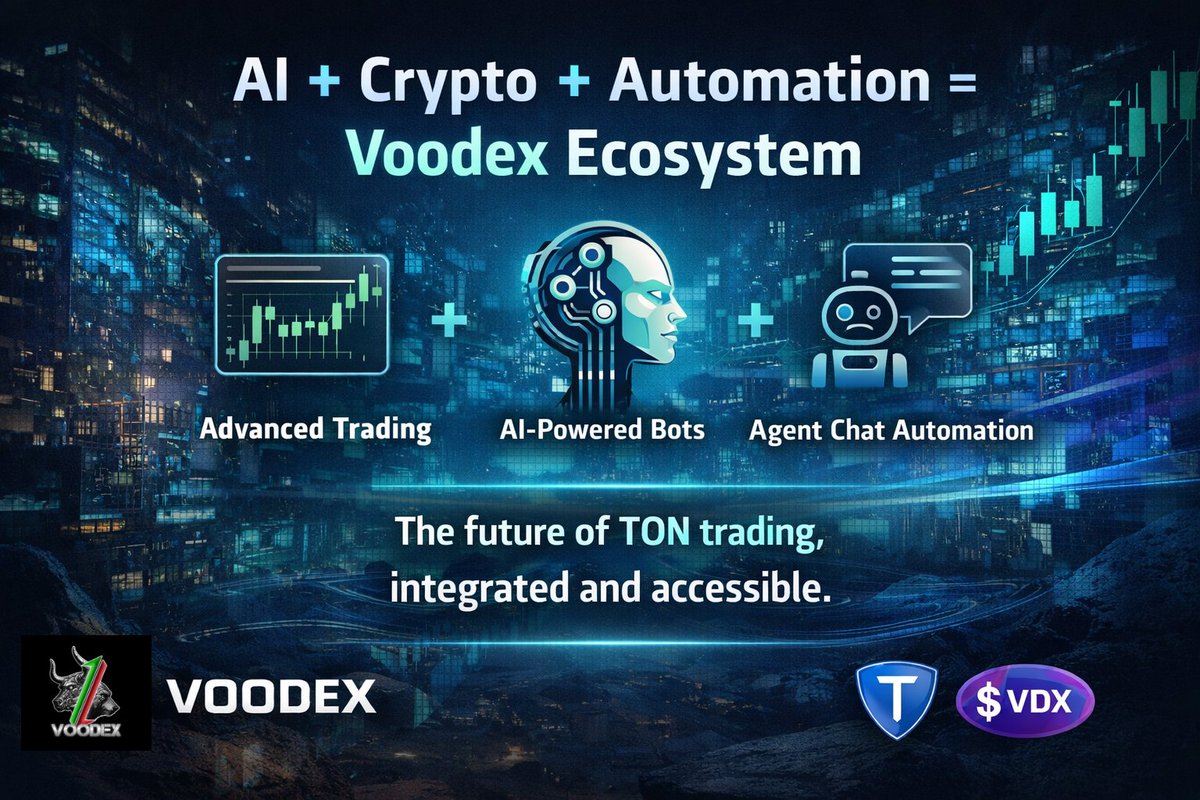 crytonoor's tweet photo. @Voodex_Official isn’t chasing the AI narrative it’s building with it.
Advanced trading + AI bots + smart automation, all in one clean ecosystem.
Easy to start. Powerful to scale.
AI and crypto are converging fast.
Voodex is positioning early on TON. https://t.co/iC5eBshy4b