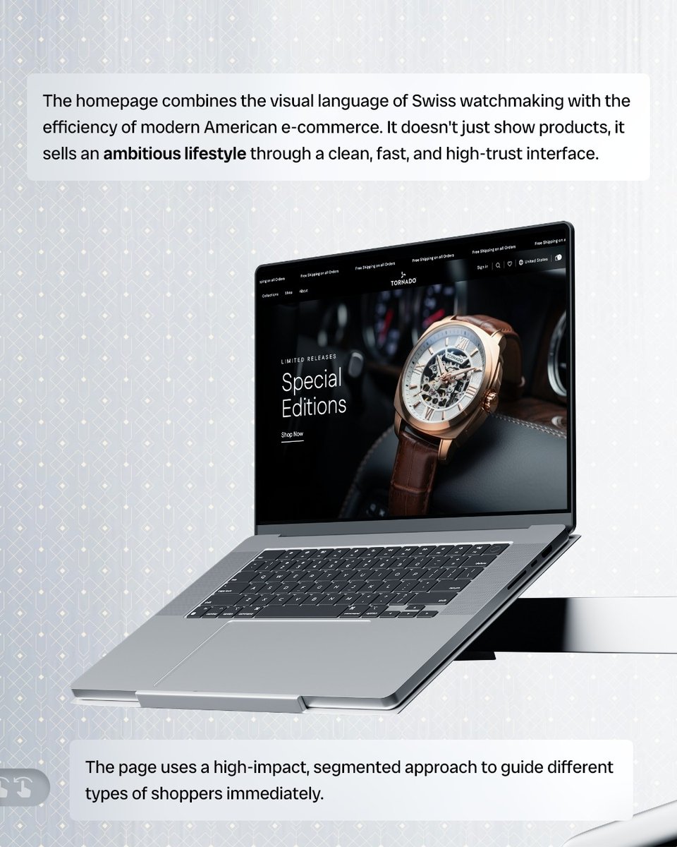 Codenex_'s tweet photo. Proud to deliver a refined e-commerce experience for Tornado, a premium online watch retailer.
Designed to showcase craftsmanship, elegance, and performance, built for seamless browsing and confident shopping.

#PortfolioShowcase #EcommerceDevelopment #LuxuryRetail #WatchBrand https://t.co/LOL5J7fVHf