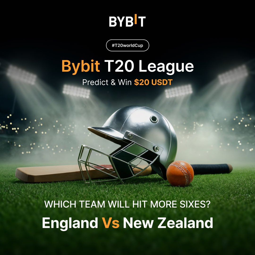 Bybit T20 League – Prediction 08
$20 USDT Giveaway Challenge 🏏💰

Predict which team will hit more Sixes on 27 Feb and claim your chance to win $20 USDT! 🎉

🧩 How to Enter:
➕ Follow @BybitSouthAsia
❤️ Like &amp; 🔁 Repost this post
💬 Comment your prediction with the hashtag