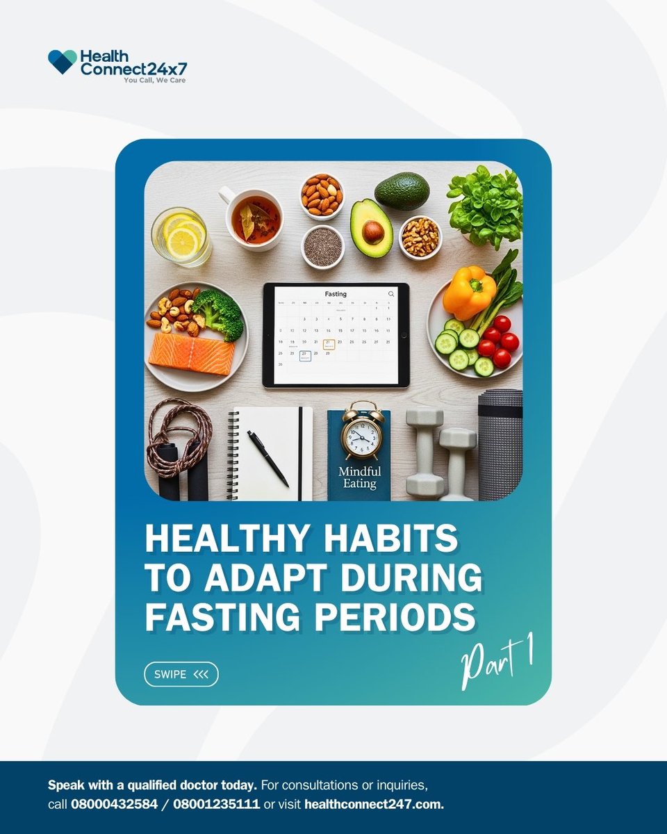 HC24x7's tweet photo. During this fasting period, proactive health monitoring is critical. Our clinicians are available 24/7 to provide continuous medical support.
 
Speak with a qualified doctor today Toll-free lines: 08000432584 | 08001235111 Visit: https://t.co/DyL2D8Rw6T

#HealthTips https://t.co/7sAYZYMtbW