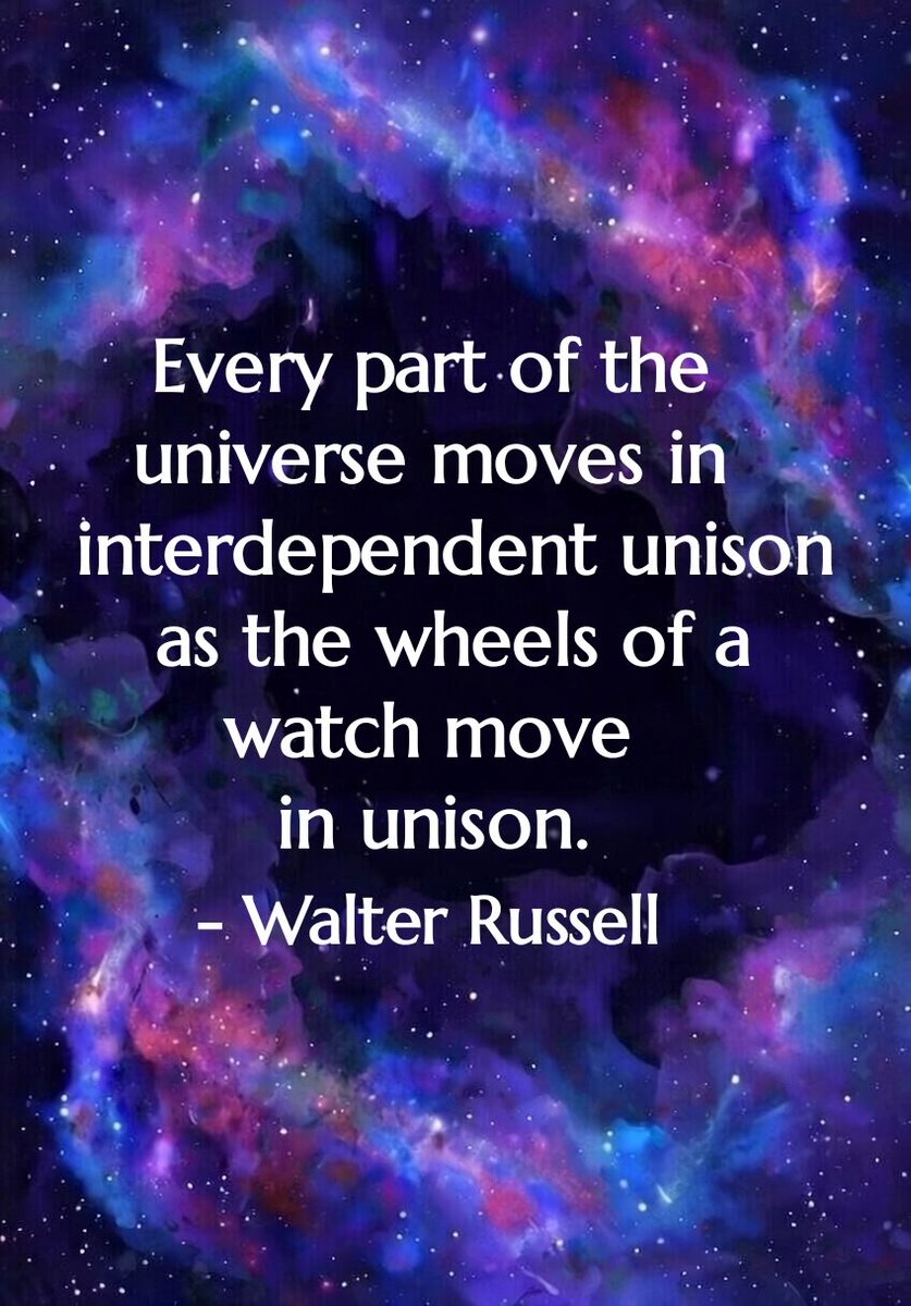 Every part of the universe moves in interdependent unison as the wheels of a watch move in unison.
- Walter Russell

#walterrussell #quotes #interdependence #interconnectedness #universe