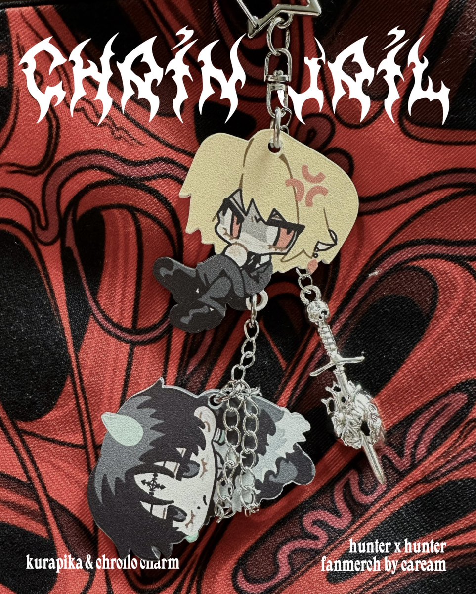 careammmm_'s tweet photo. kurapika + chrollo chain charm! 📕⛓️ #cq9 #cf22 #hxh https://t.co/eNPUuoZkGk