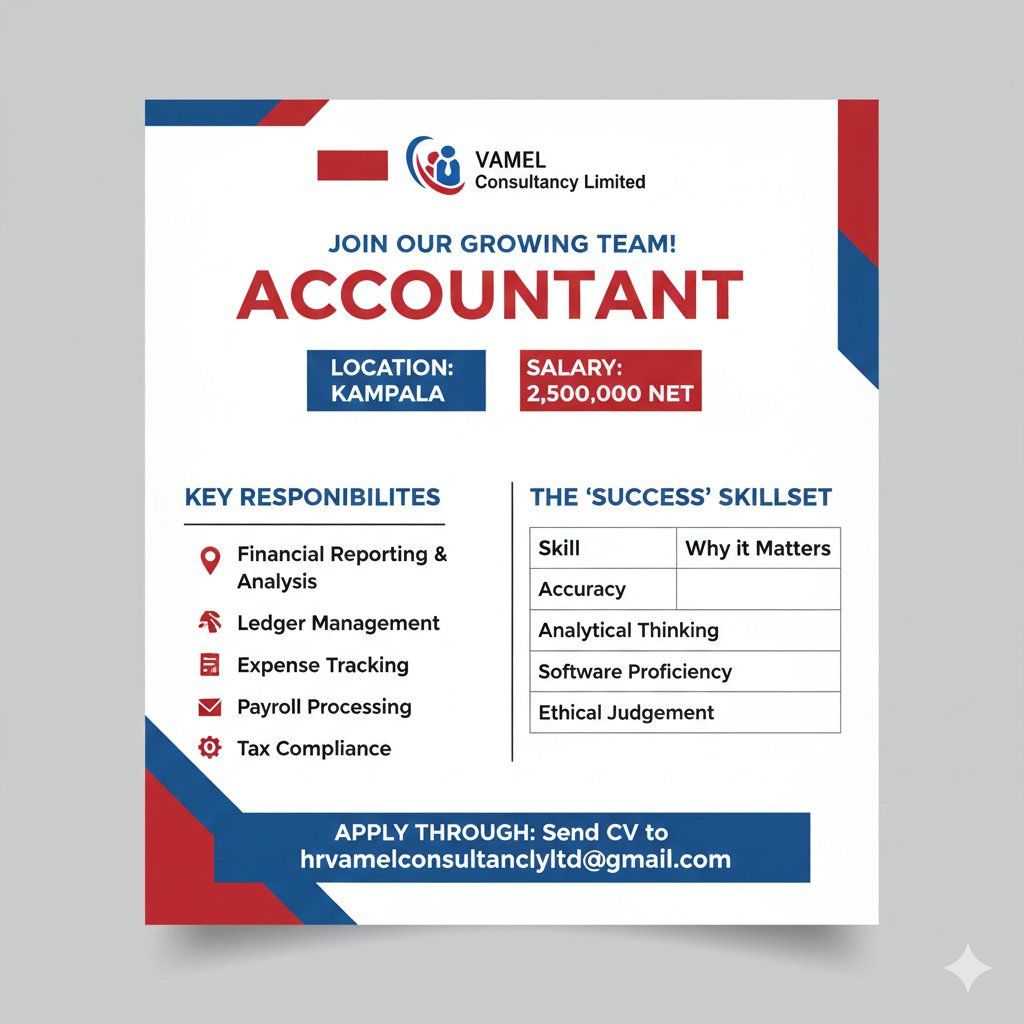 vamelconsu15258's tweet photo. Accountant are you prepared to work? #jobreceh #jobsearch #jobopportunity #ugandajobs #VamelConsultancyltd #cv #interviewtraining #CareerGrowth #ProfessionalGrowth https://t.co/nH7ulOV92R