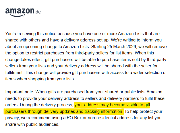 HiBreakLIVE's tweet photo. Amazon just unalived wishlists for streamers who don't have a PO Box 💀 https://t.co/hZTnE1Ozfi