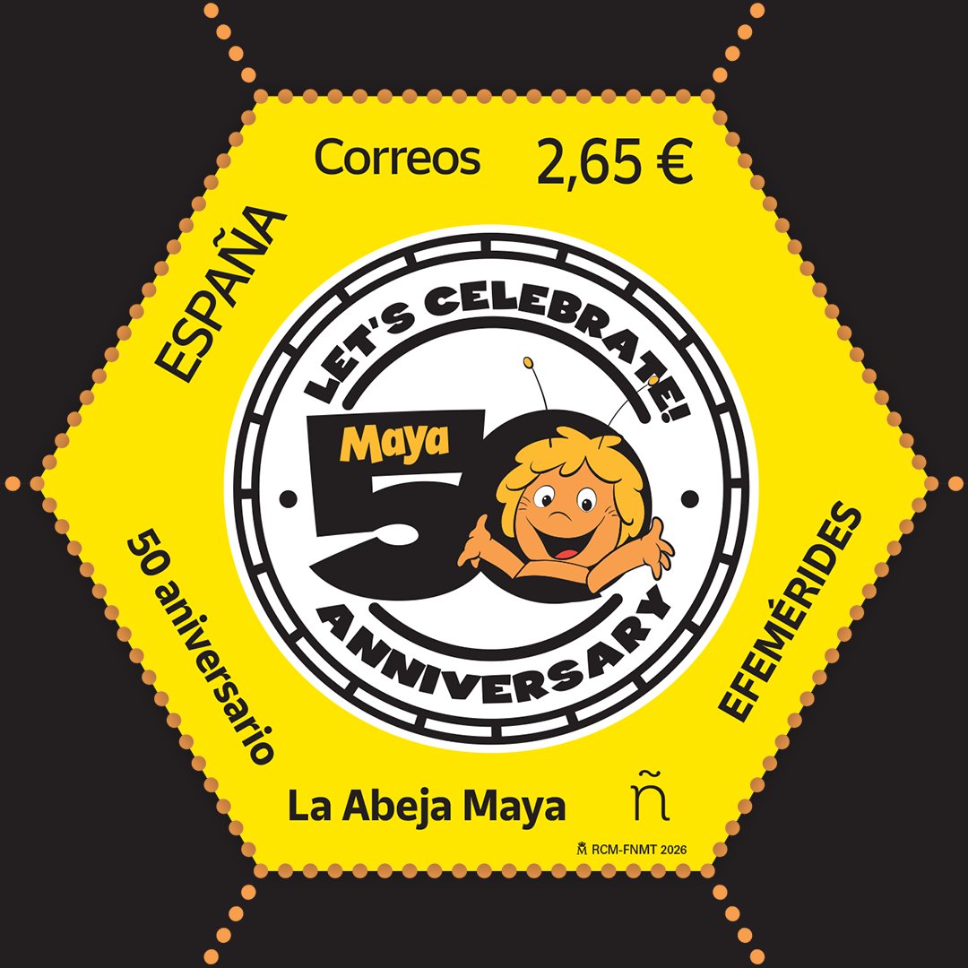 WopaPlus's tweet photo. This year Maya the Bee, or La Abeja Maya as she'll be known to Spanish speakers, is celebrating its 50th anniversary. #stamps #philately #spain #abejamaya https://t.co/GuNQGTJco8