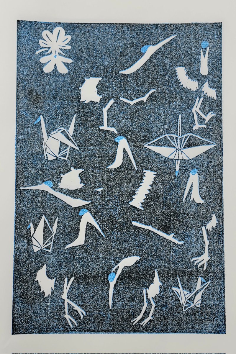 ツル目ツル科　#木版画 #版画