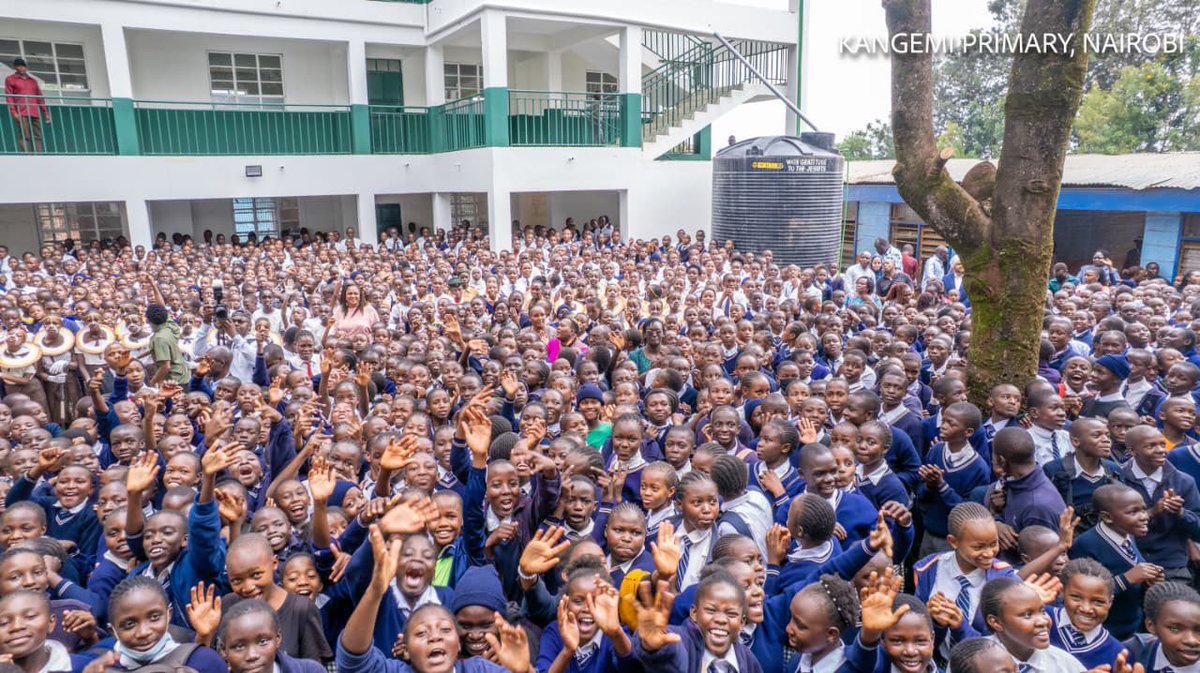 WilliamsRuto's tweet photo. At Kangemi Primary and Junior School in Westlands Constituency, Nairobi, handed over 16 new classrooms that have provided more opportunities for the 4,200 learners at the institution. 

Nationally, we have built 23,000 classrooms in schools to address the learning challenges facing many of our learning institutions.

In addition to hiring over 100,000 teachers, increasing funding for education from KSh500 billion to over KSh700 billion, and streamlining the transition from the Curriculum Based Curriculum to Curriculum Based Education and Training, we are making learning more seamless and ensuring equal access to learning opportunities for all.

In Nairobi, our plan is to build 5,000 classrooms in partnership with Members of Parliament. Already, 500 classrooms have been completed. This programme is well on course.