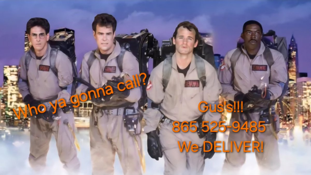 GusGoodTimesDel's tweet photo. When there's something strange in your neighborhood call The Ghostbusters ('84). When you're hungry call US! We deliver! 865 525-9485 We bring it to ya Hawt &amp; Steamy! #Knoxville #hungry #lunch #45yearsofexcellence https://t.co/vliQAN0WeS
