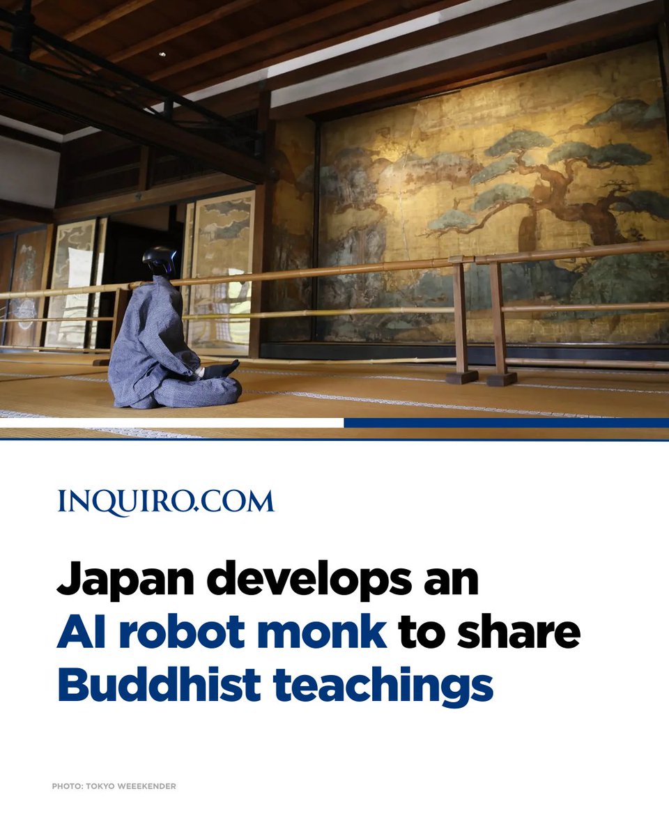 INQUIROcom's tweet photo. Researchers from Kyoto University have officially unveiled an AI-powered robot monk during a ceremony held at Shoren-in Temple on February 24, 2026. https://t.co/NsQJGMlXSz