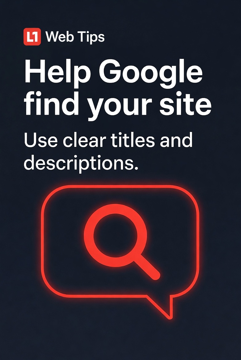 L1webtips's tweet photo. Help Google find your site. Use clear titles and descriptions. More people will see you. #BasicSEO #LiverpoolBusiness https://t.co/9KFFJPjDo2