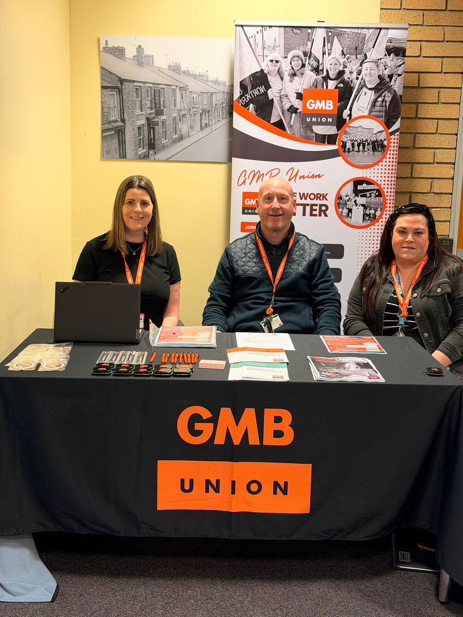Officers from the GMB North East, Yorkshire &amp; Humber region holding a drop in session at Crook Civic Centre today