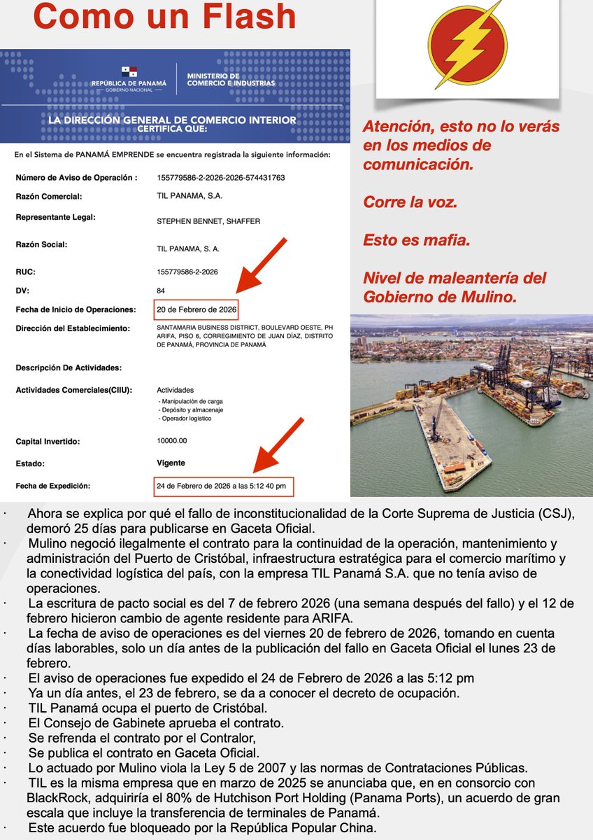 ClaridadPanama1's tweet photo. 📸Como un flash.
📸Atención, esto no lo verás en los medios de     
       comunicación.
📸Corre la voz.
📸Esto es mafia.
📸 Nivel de maleantería del Gobierno de Mulino. https://t.co/jN3aTcYHlq