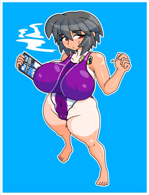 みんなも描いてね。競泳水着