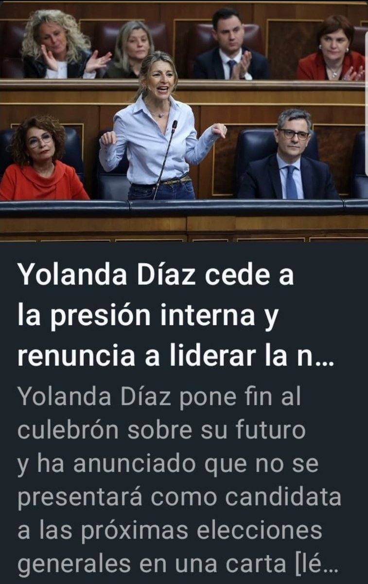 8itxejo's tweet photo. @Yolanda_Diaz_ no se presentará en 2.027.
Pésima noticia para España.
La izquierda pierde a su líder más carismática. https://t.co/HndobhpG5N