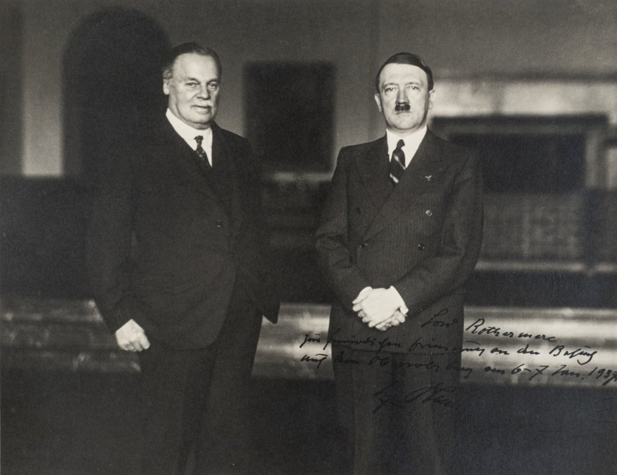This is Lord Rothemere, founder and owner of the Daily Mail, with Adolf Hitler in 1937

Rothemere deeply admired Hitler - and his paper supported the Nazi dictator

The Rothemere family still owns the Mail. Target is no longer Jews. Now, it's Muslims and immigrants. Same hate tho