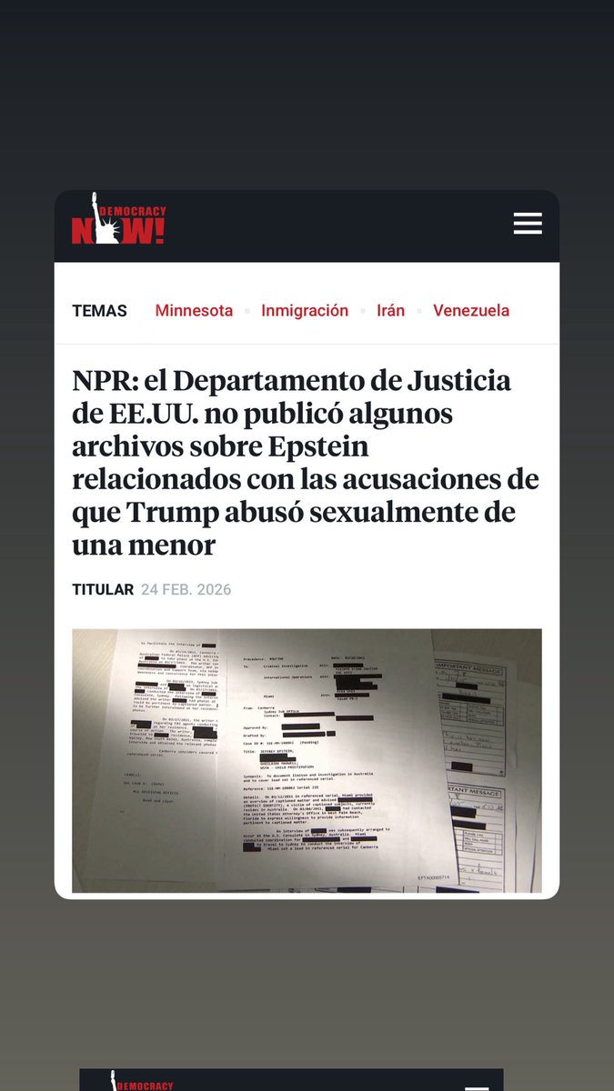 ES UN ESCANDALAZO ESTO 🤢😳🇺🇸

– Una investigación de NPR en EEUU ha revelado que el Departamento de Justicia no publicó algunos archivos sobre Epstein que están relacionados con las acusaciones de que el presidente Trump ABU$0 S6XUALM3NTE de una menor de edad. 

📰 Según la NPR,