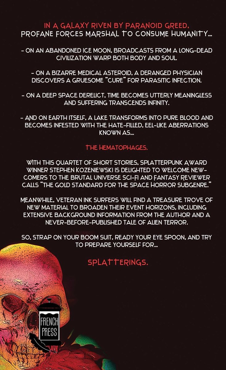 outfortune's tweet photo. And now, announcing my #ScaresThatCare 2026 exclusive...

THE HEMATOPHAGES: SPLATTERINGS

This bloody mini-collection of sci-fi #splatterpunk will be available only at #Authorcon until wide release later this spring.  Don't.  Miss.  Out!

#fightrealmonsters https://t.co/sRmmoZ12SN