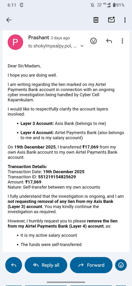 Shaant_Prince's tweet photo. I have attached all the proofs in that mail also. https://t.co/y2xtSgT97p