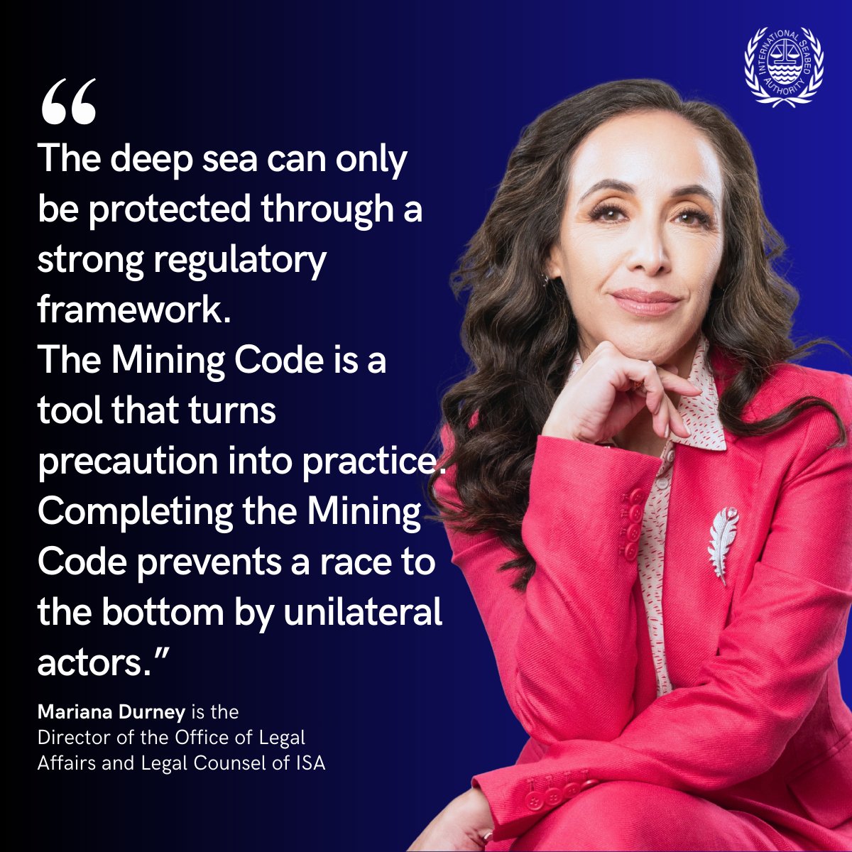 ISBAHQ's tweet photo. Part I of the 31st Session of the ISA Council is coming up. In this edition of Ask an Expert, we spoke with the Director of the Office of Legal Affairs, Ms. Mariana Durney. She explains what lies ahead for the Council: https://t.co/suYHikDDwZ
#OceanGovernance #MiningCode https://t.co/GFHDAxfLGI