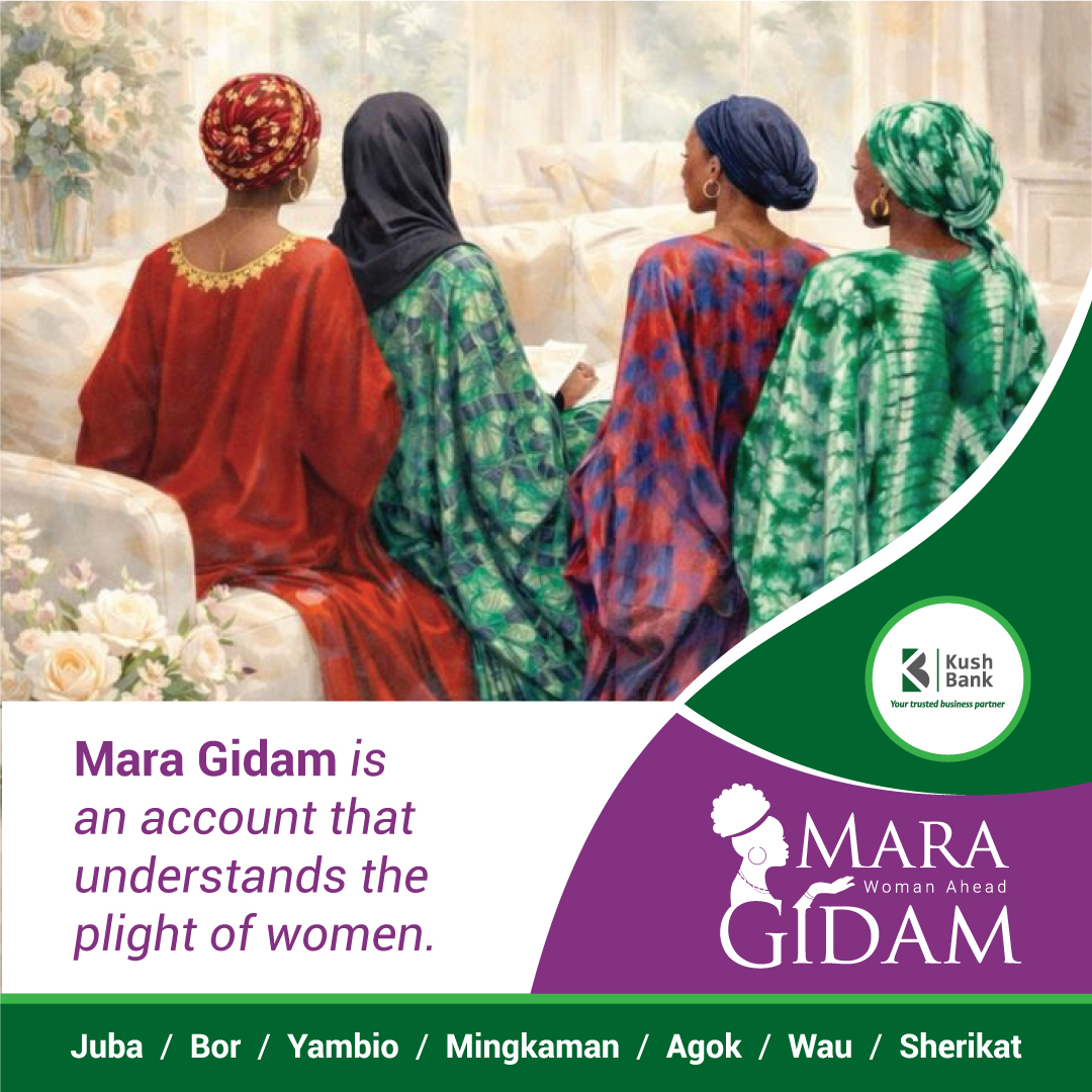 Calm and reassuring, Mara Gidam understands the challenges women face in South Sudan. We’re here to guide you to financial well-being and lasting success.   Stay strong coz your future is bright!

Keeping the female Power on.

#KushBankSS
#YourTrustedBusinessPartner