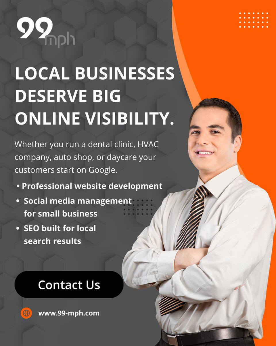 99mphstudio's tweet photo. Brands aren’t winning because they’re better.

They’re winning because they’re visible. we help local businesses build professional websites, 

#99MPH #LocalBusinessMarketing #SmallBusinessGrowth #WebsiteDesign #LocalSEO #SocialMediaManagement #LeadGeneration https://t.co/5acTr3TsvT