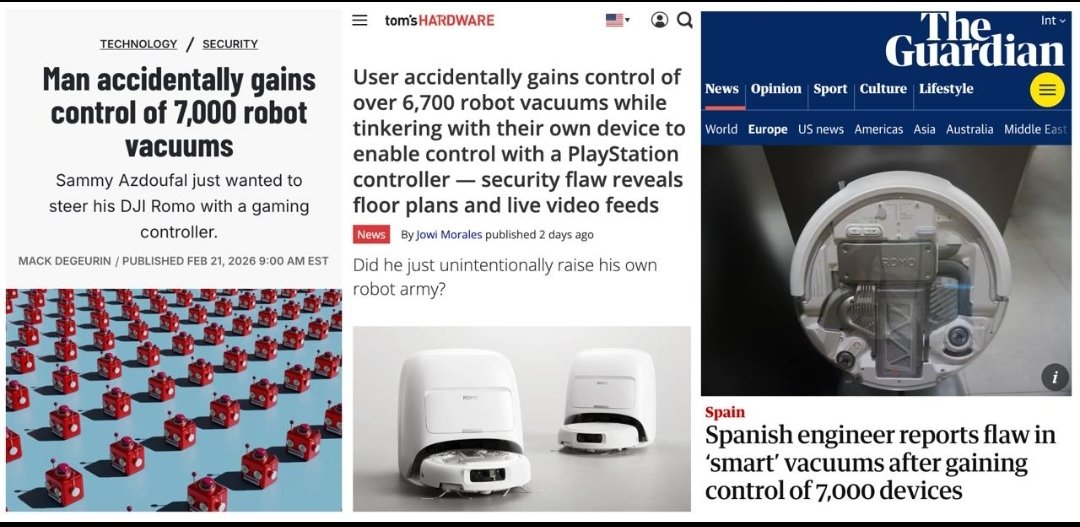 Empezó como experimento geek y terminó controlando ⚠️ 7.000 robots aspiradora en el mundo por una falla grave de seguridad