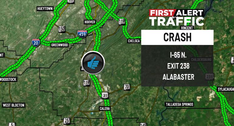 DestinyM_TV's tweet photo. First Alert:
The crash on I-65 N. at Exit 238 (US-31) cleared. @WBRCnews @WBRCtraffic #wbrctraffic #Alabaster https://t.co/LR7wAAvbeK