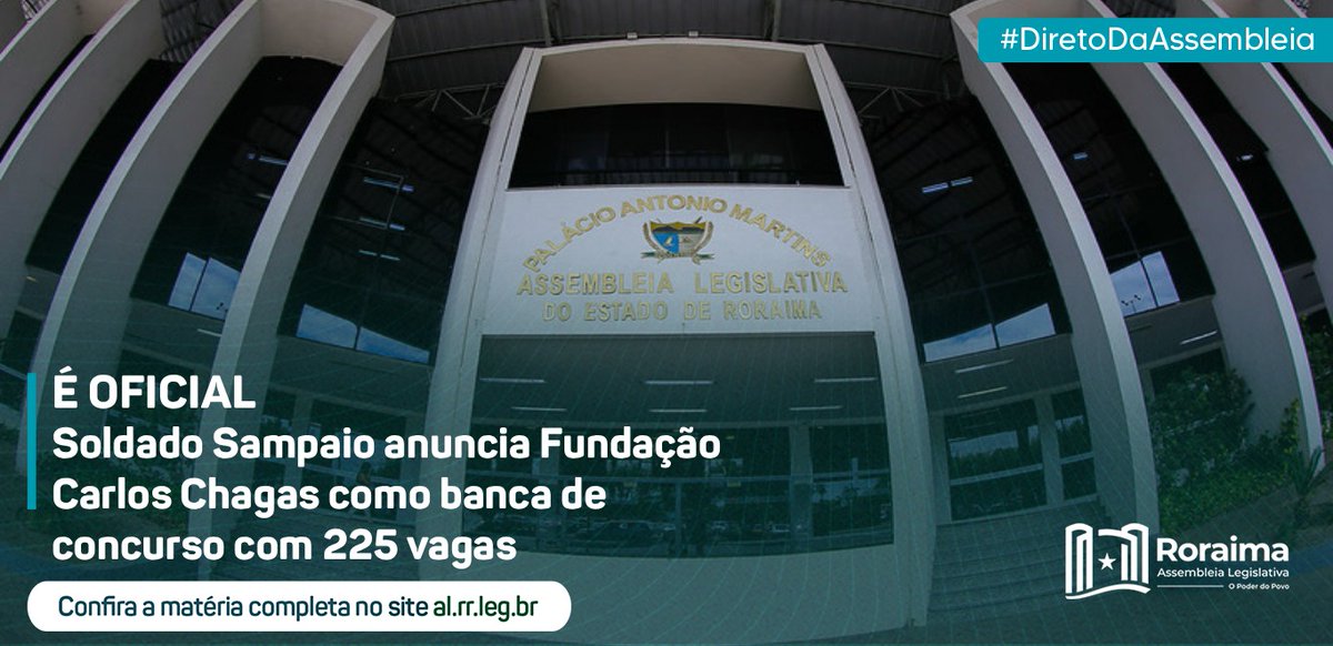 assembleiarr's tweet photo. É OFICIAL

Fundação Carlos Chagas é anunciada como banca de concurso com 225 vagas

O 4º certame é o maior da história da Assembleia Legislativa de Roraima e terá oportunidades para níveis médio, técnico e superior, além de cadastro de reserva

CONFIRA: https://t.co/2BvNZcdOuN https://t.co/vHXT3eGiuN