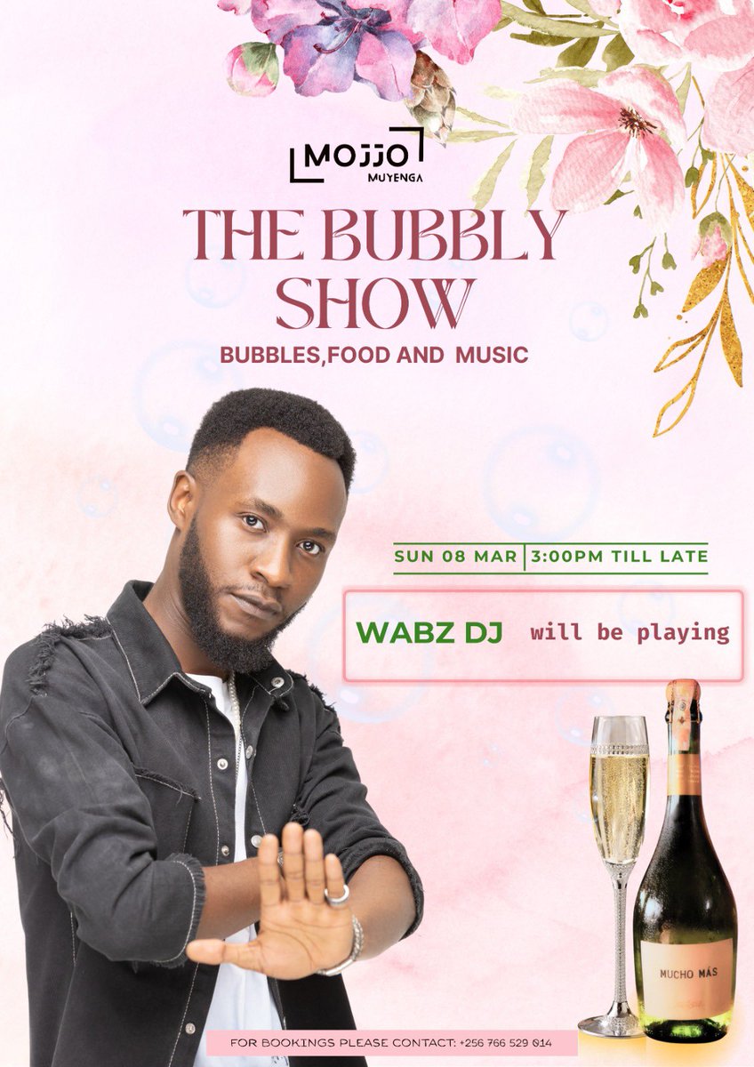 MojjoKLA's tweet photo. The Bubbly Show

SUN 8th March 2026

An Evening  of sparkle 
Join us for a curated sparkling wine experience of fine bubbles , food and vibes🥂

Reservations: +256-766-529-014 https://t.co/kEpuk7wC6s