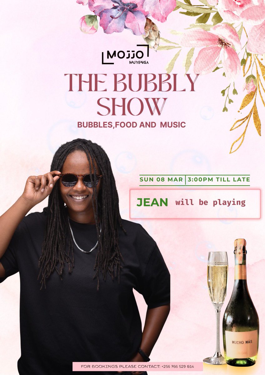 MojjoKLA's tweet photo. The Bubbly Show

SUN 8th March 2026

An Evening  of sparkle 
Join us for a curated sparkling wine experience of fine bubbles , food and vibes🥂

Reservations: +256-766-529-014 https://t.co/kEpuk7wC6s