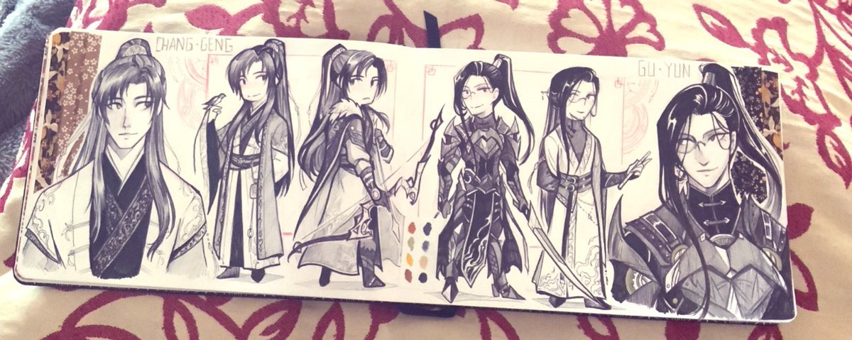 Shuravf90's tweet image. The Sha Po Lang page of the sketchbook🧐🥺
Should I clean it? 
#shapolang #spl