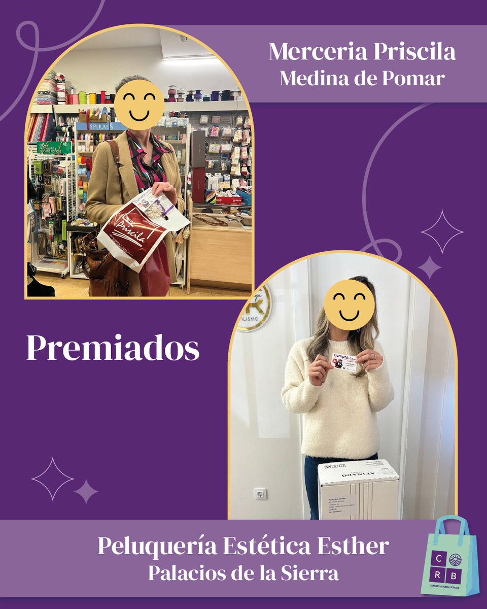 ComercioRural's tweet photo. ¡Ya hemos empezado a repartir los primeros premios del Compra y Gana! 🎁💜

#compraygana #comercioruralburgos #provinciaburgos #diputaciondeburgos #BurgosRural #ComercioLocal #CompraLocal https://t.co/tFSTiBVfBv